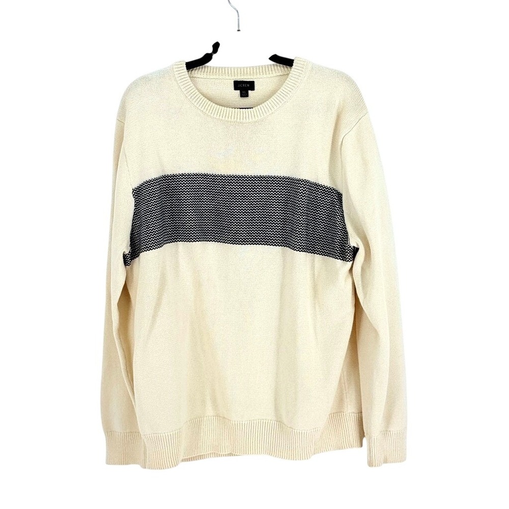 J.Crew Mens Coastal Stripe Crewneck Cotton Knit Sweater Size XL AcademiaPreppy
